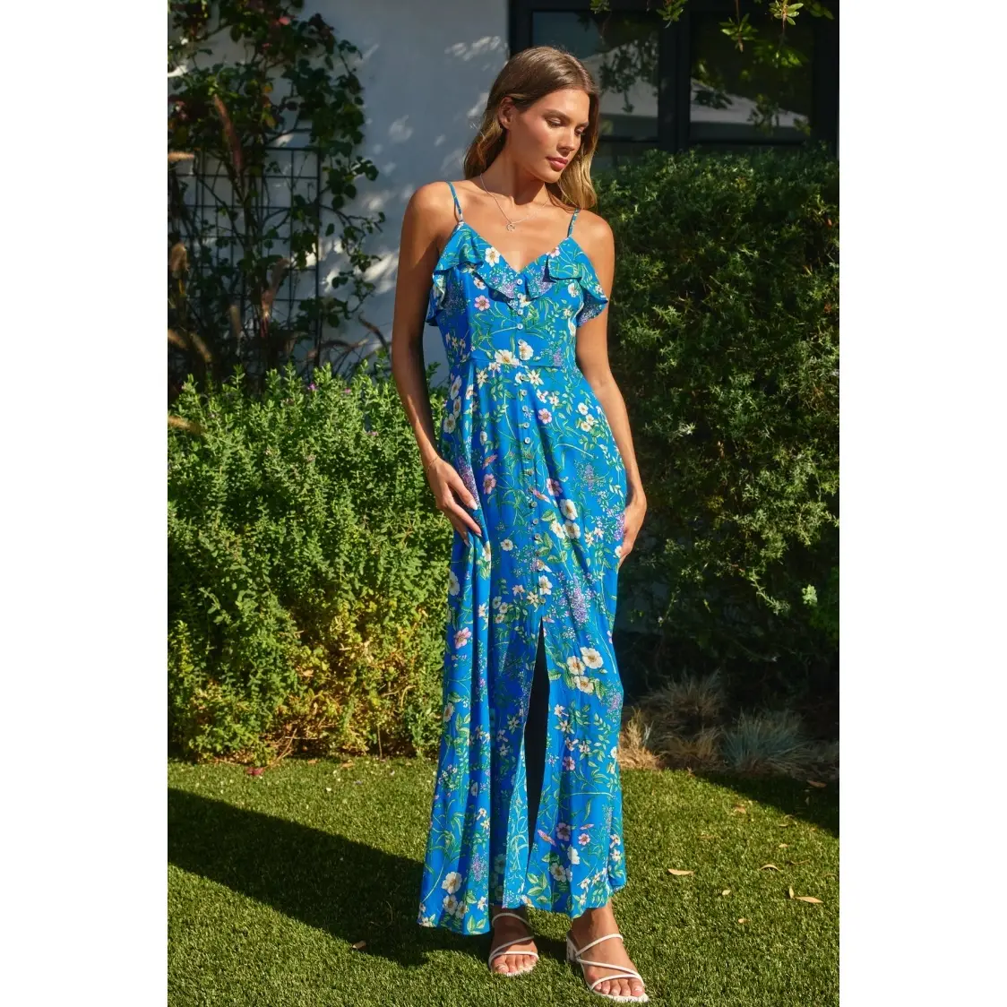 skies are blue maxi dress Clear Skies Front Button Maxi Dress