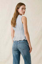 Pinstripe Sleeveless Peplum Top