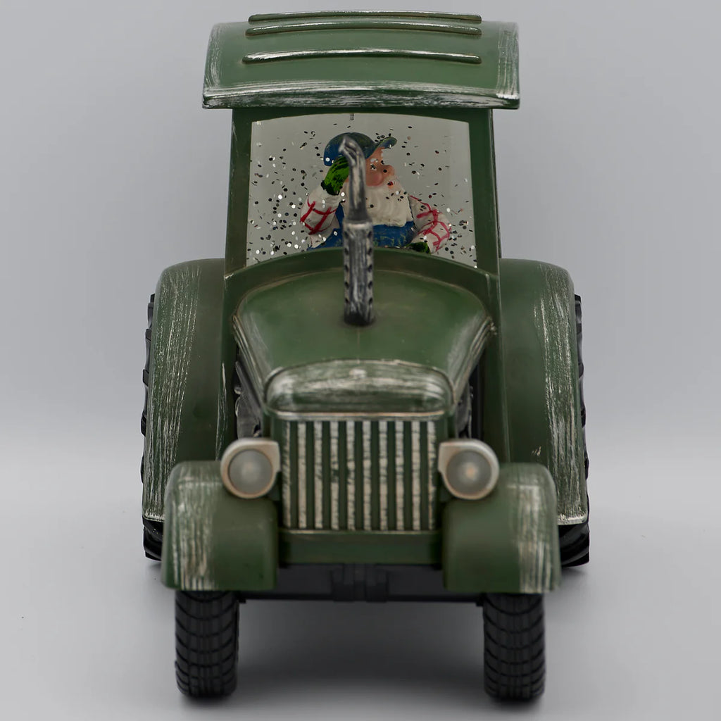 9"W Lighted Swirl Tractor w/ Farmer Santa