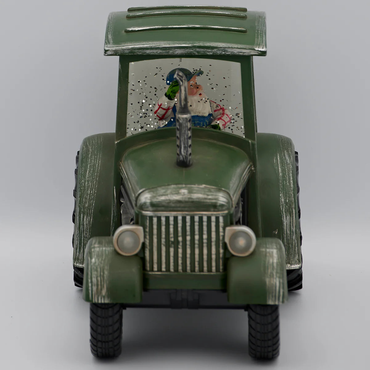 9"W Lighted Swirl Tractor w/ Farmer Santa