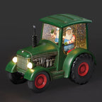 9"W Lighted Swirl Tractor w/ Farmer Santa