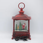 8.75"H Red Lighted Swirl Lantern Santa with Animals