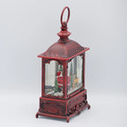 8.75"H Red Lighted Swirl Lantern Santa with Animals