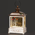 8.5"H Lighted Swirl Lantern Black Bear w/ Cardinal