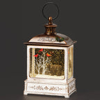 8.5"H Lighted Swirl Lantern Black Bear w/ Cardinal