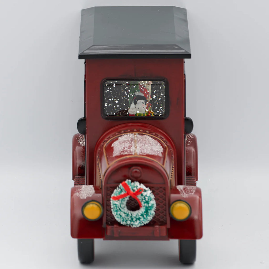 6"H Lighted Swirl Truck with Santa & Tree; Snowman Driver