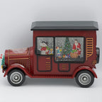 6"H Lighted Swirl Truck with Santa & Tree; Snowman Driver