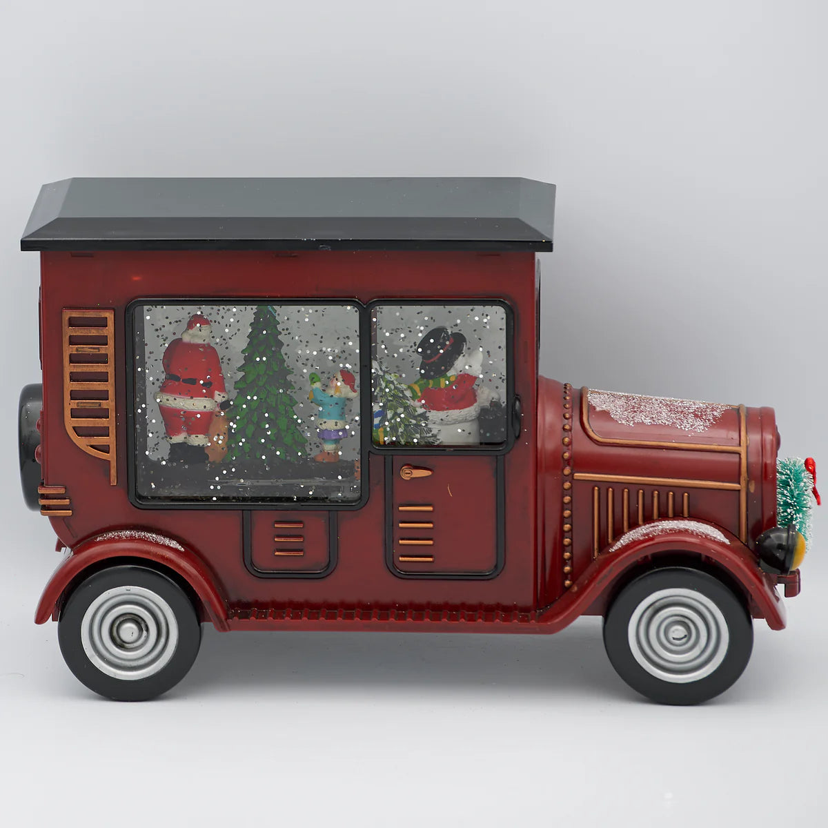 6"H Lighted Swirl Truck with Santa & Tree; Snowman Driver
