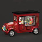6"H Lighted Swirl Truck with Santa & Tree; Snowman Driver