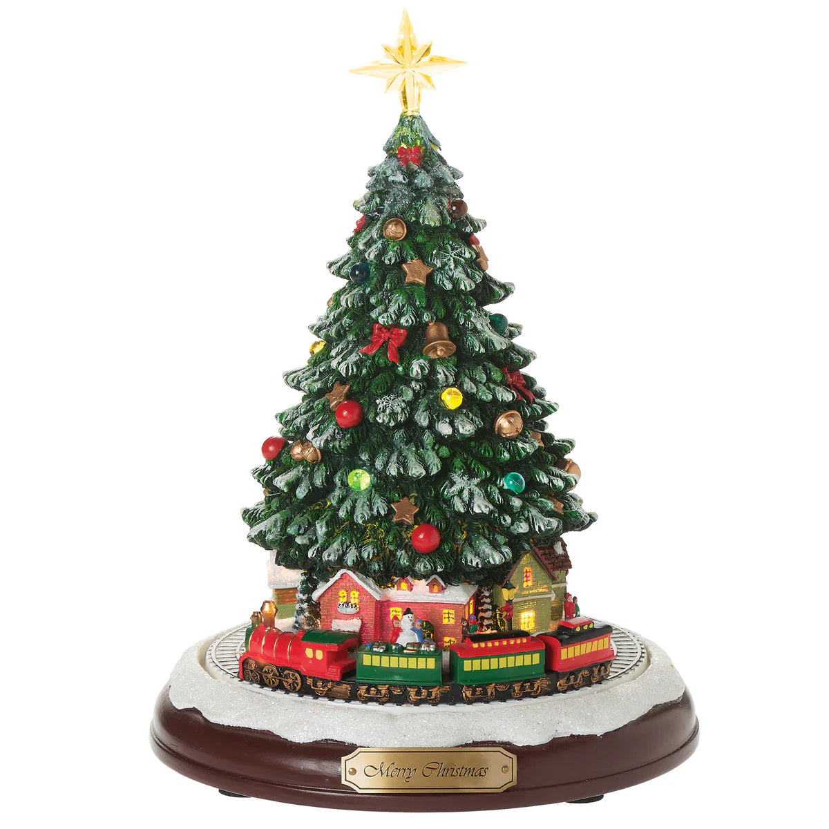 10.75"H Lighted Musical Tree with Rotating Train