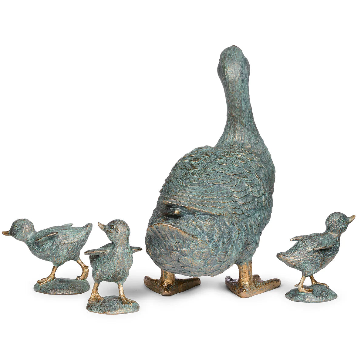 4 Piece Duck with Ducklings Statue Set
