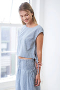 Stripped Side Tie Crop Top