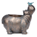 Hippo with Blue Bird Planter