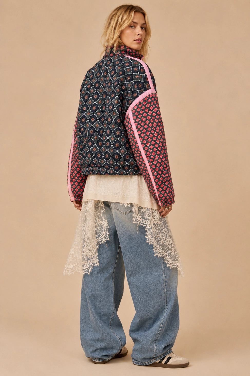 Patchwork Quilted Bomber Jacket