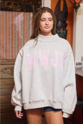 Bucketlist WWJD Stripe Embroidered Mockneck