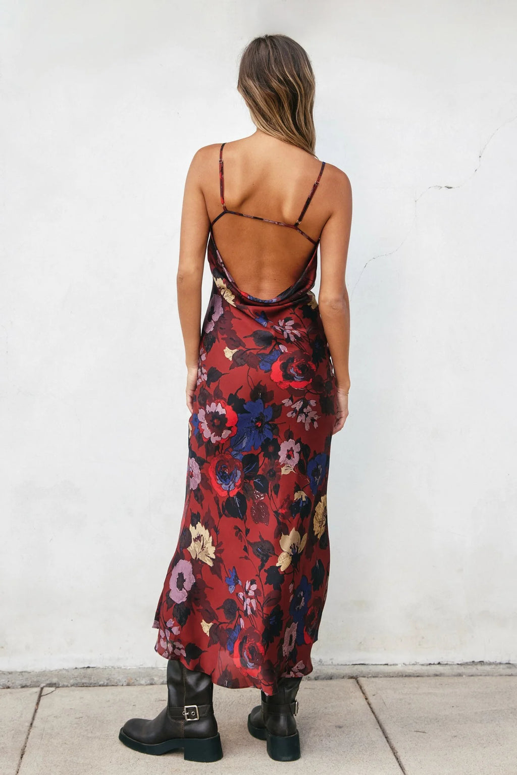 Fireplace Chevron Seam Open Back Dress