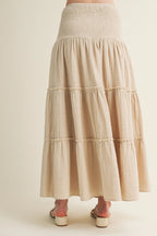 Mustard Seed Smocked Tiered Maxi Skirt