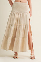 Mustard Seed Smocked Tiered Maxi Skirt