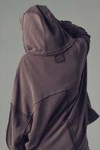 Washed Waffle Knit Hooded Cardigan