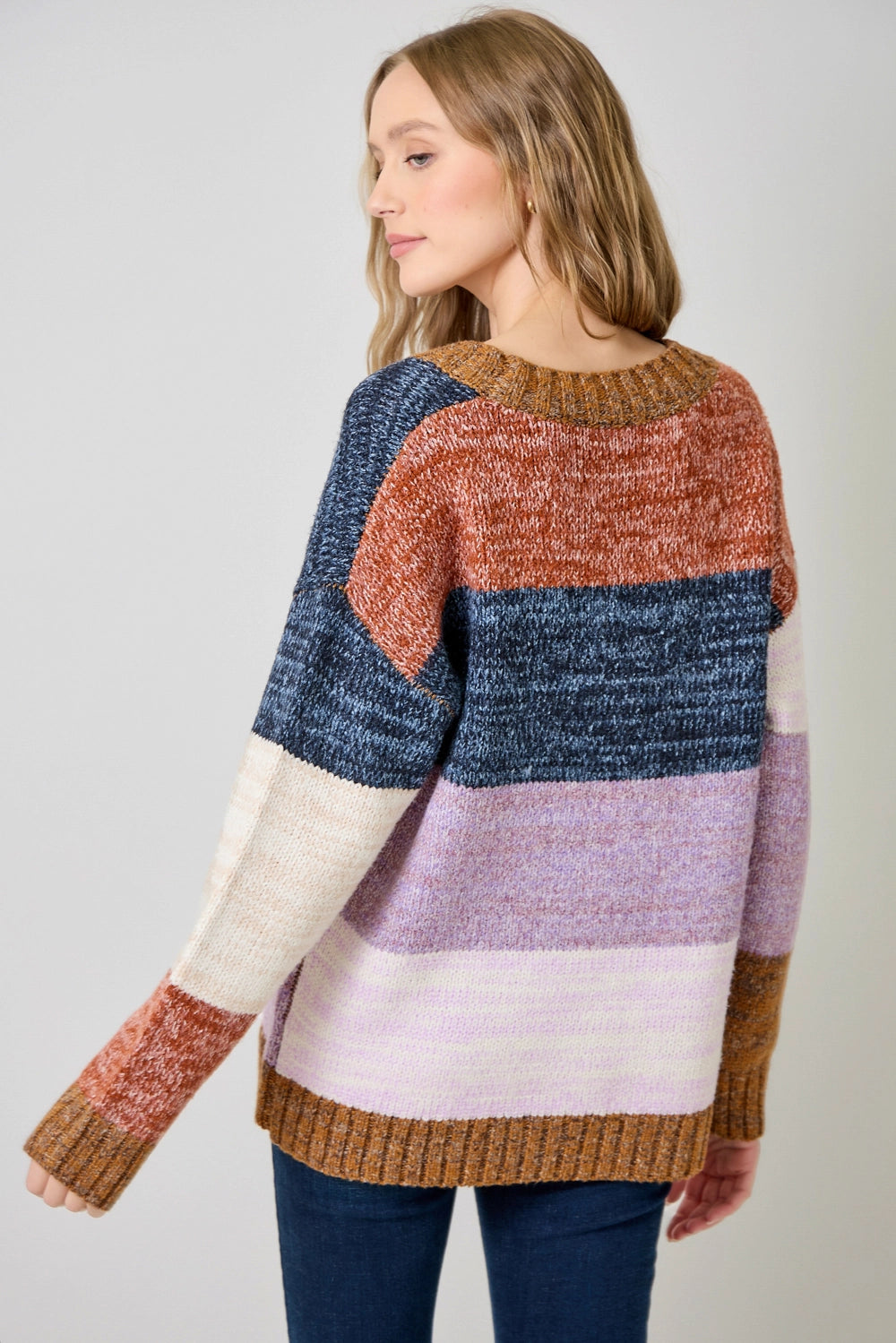 Mystree Color Blocked Cardigan