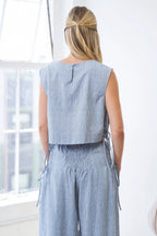 Stripped Side Tie Crop Top