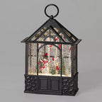 9.75"H Lighted Swirl Gazebo Cardinals and Snowman