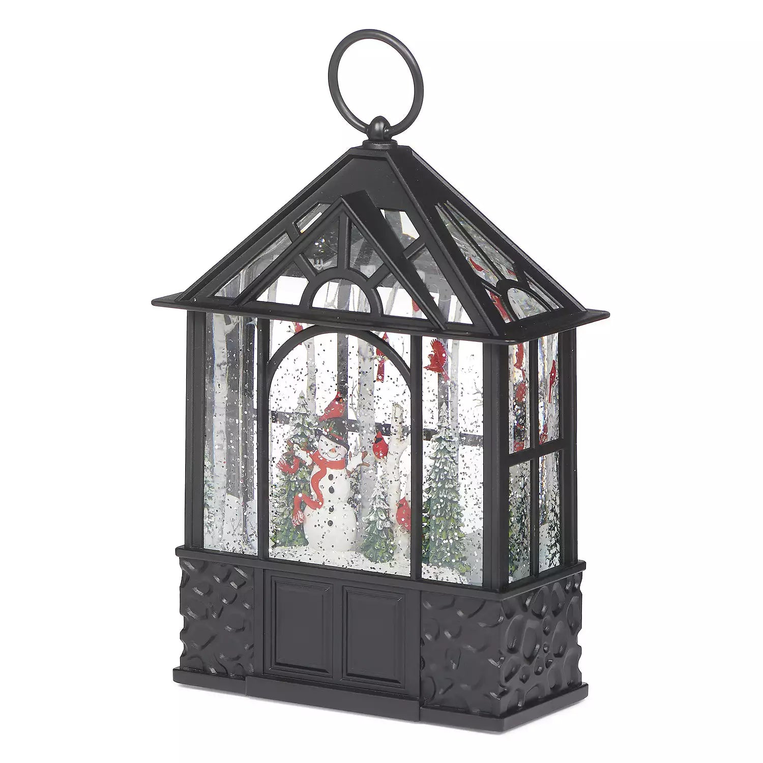 9.75"H Lighted Swirl Gazebo Cardinals and Snowman