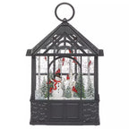 9.75"H Lighted Swirl Gazebo Cardinals and Snowman
