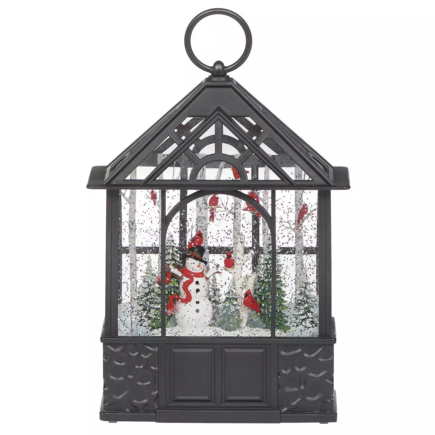 9.75"H Lighted Swirl Gazebo Cardinals and Snowman
