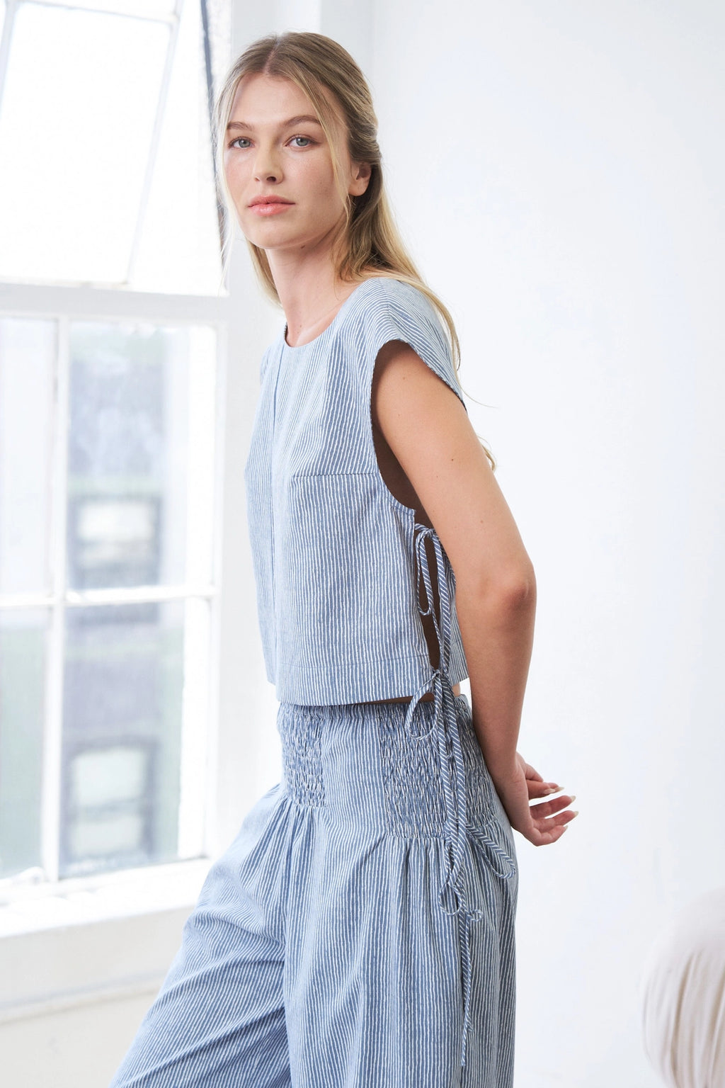 Stripped Side Tie Crop Top