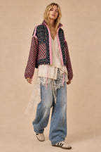 Patchwork Quilted Bomber Jacket