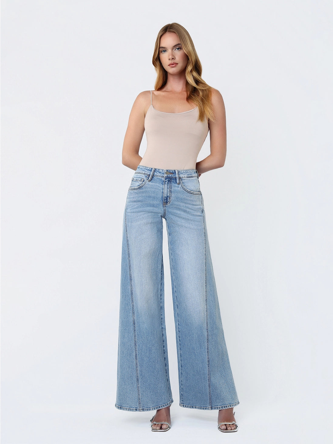 Flying Monkey Mid Rise Palazzo Twisted Seam Jeans