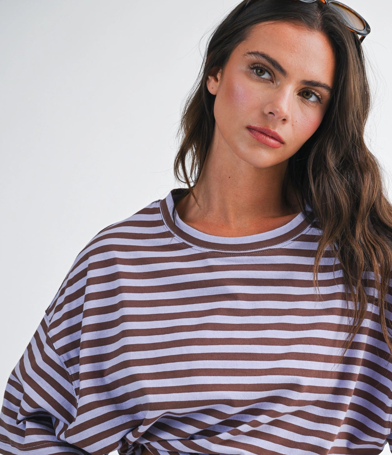 Mock neck Oversized Striped Long Sleeve