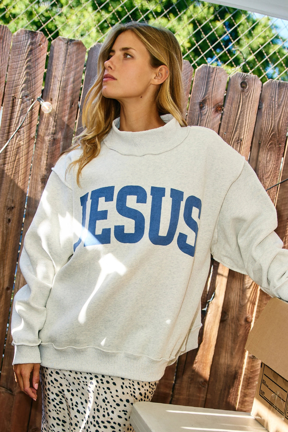 Bucketlist Jesus & God is Good Reversible Mock Neck Sweatshirt