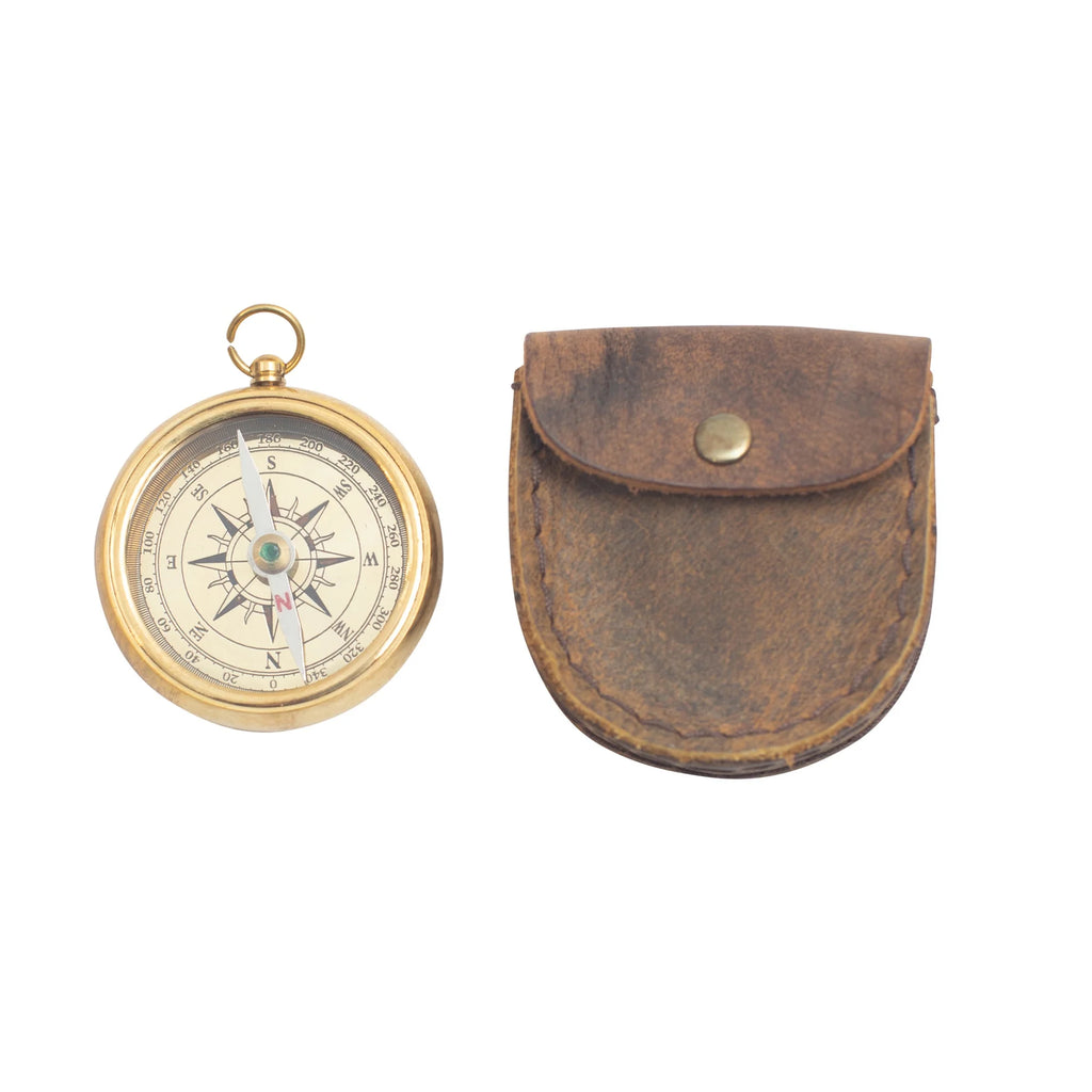 There's Such A Lot Of World To See Compass with Leather Pouch
