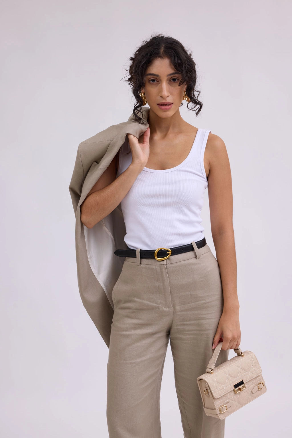 Leather Belt with Asymmetrical Buckle