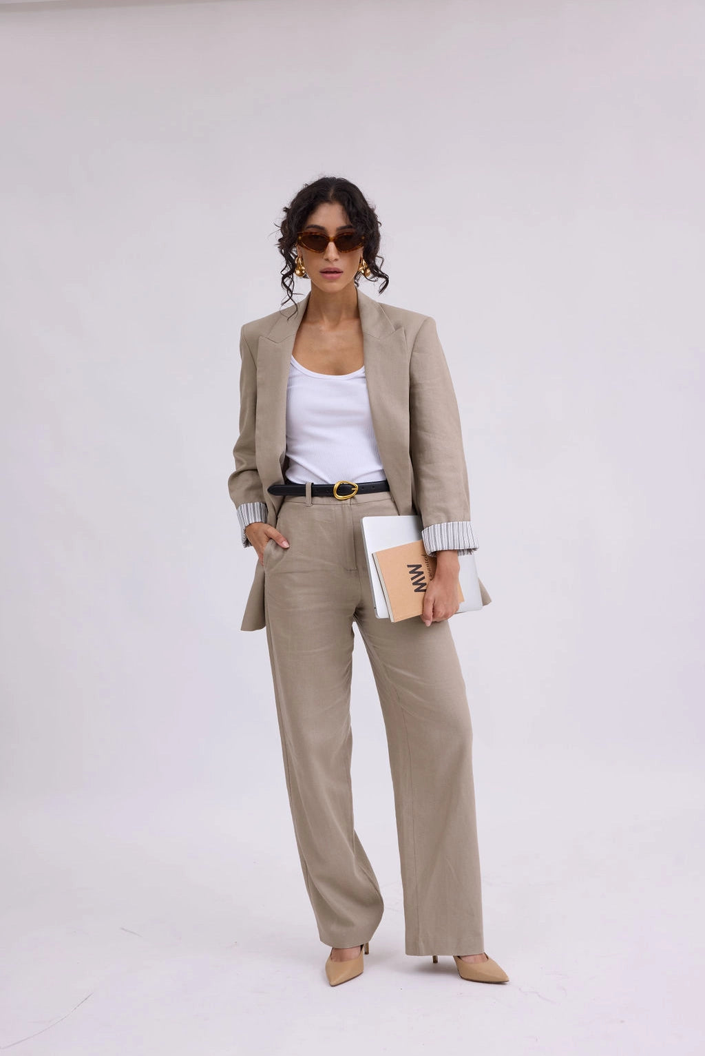 Leather Belt with Asymmetrical Buckle