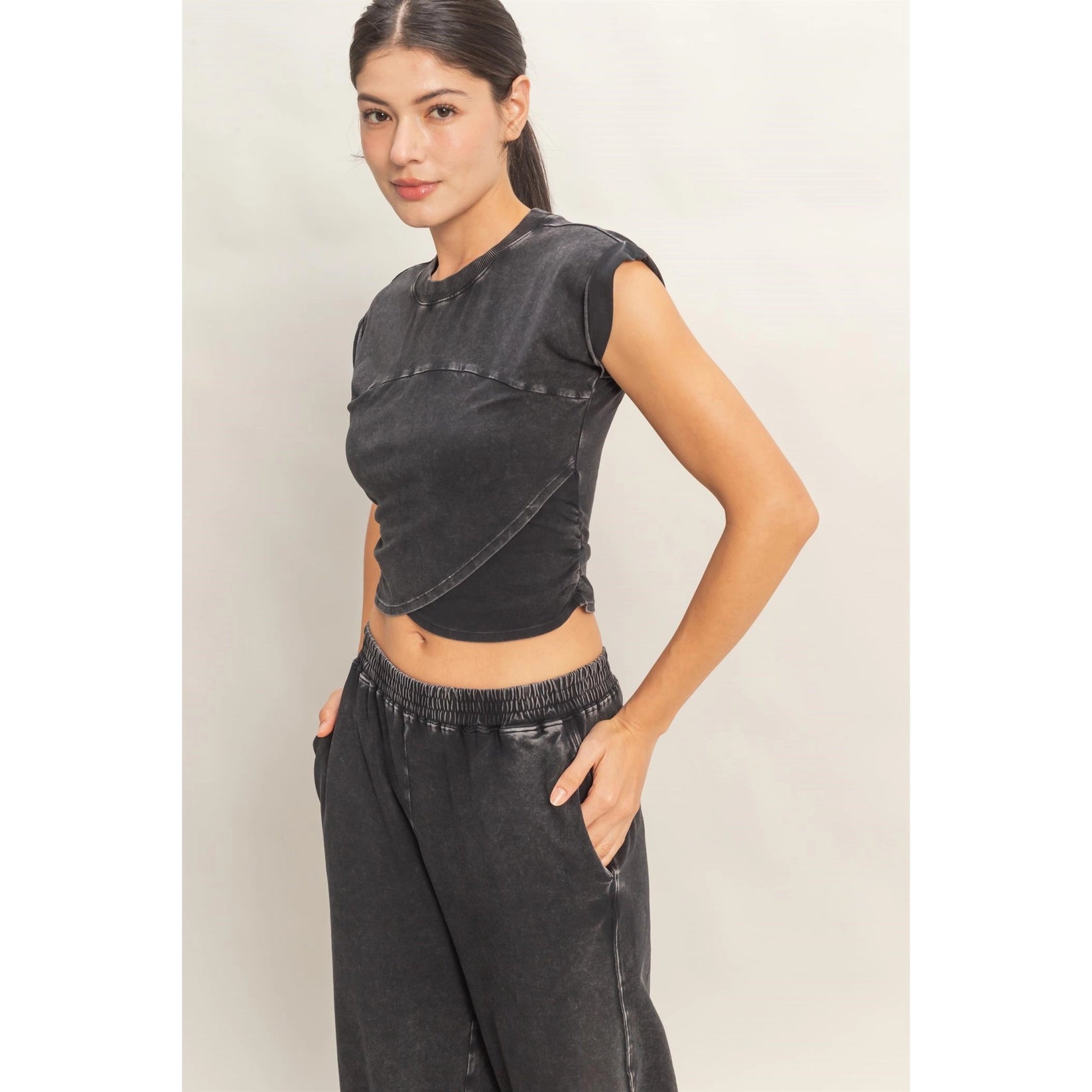 Rolled Sleeve Wrap Front Set