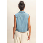 Sleeveless Button Up Top