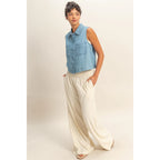 Sleeveless Button Up Top