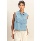 Sleeveless Button Up Top