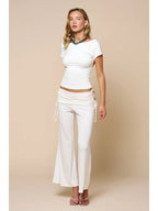 Cinched Waist Flare Pants