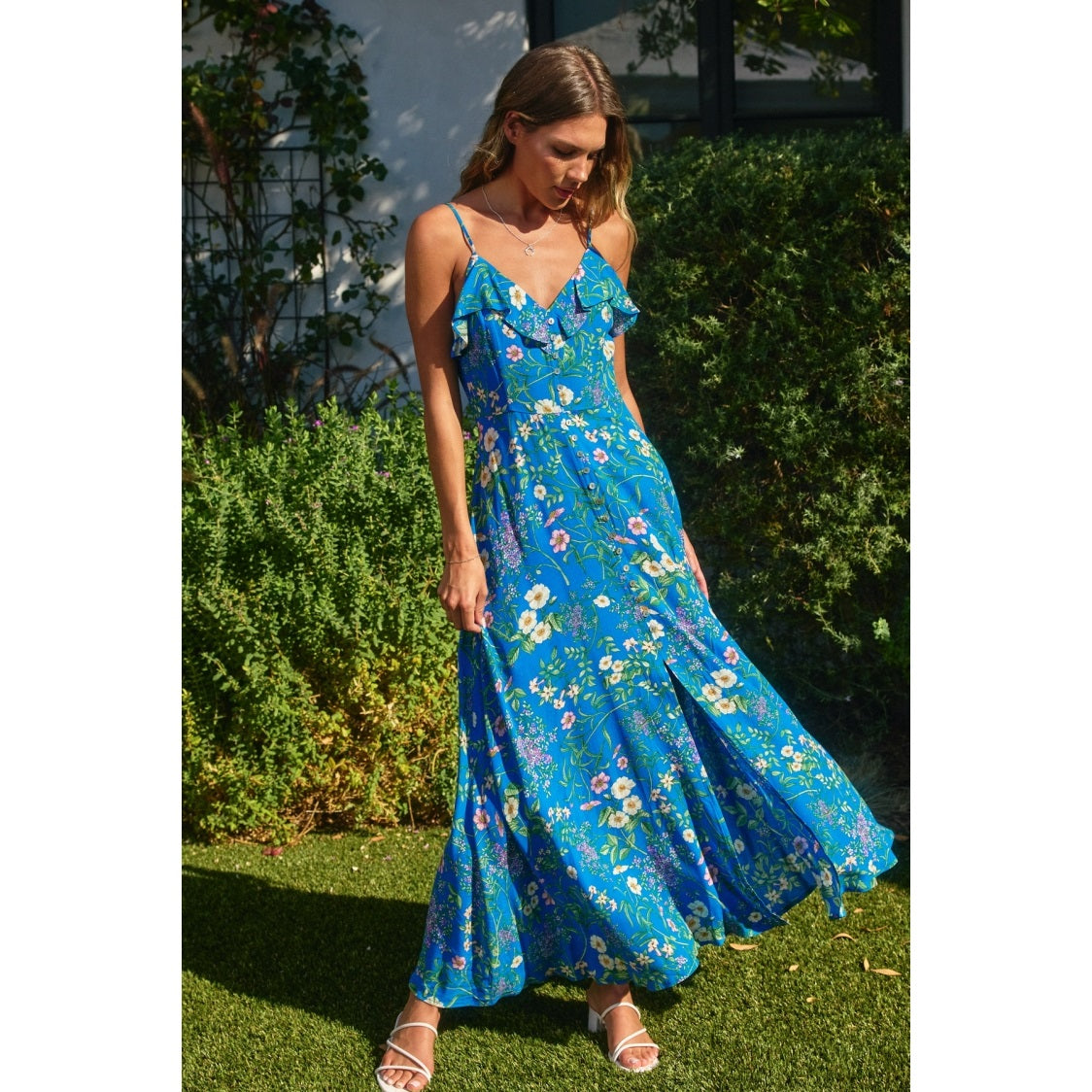 Clear Skies Front Button Maxi Dress