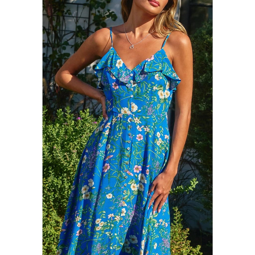 Clear Skies Front Button Maxi Dress