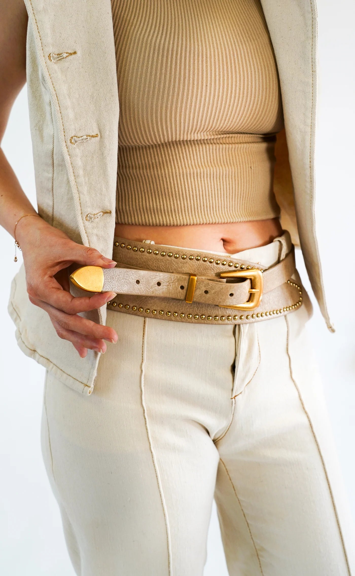 Studded Avant Garde Western Belt Linen