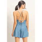 V-Neck Denim Romper