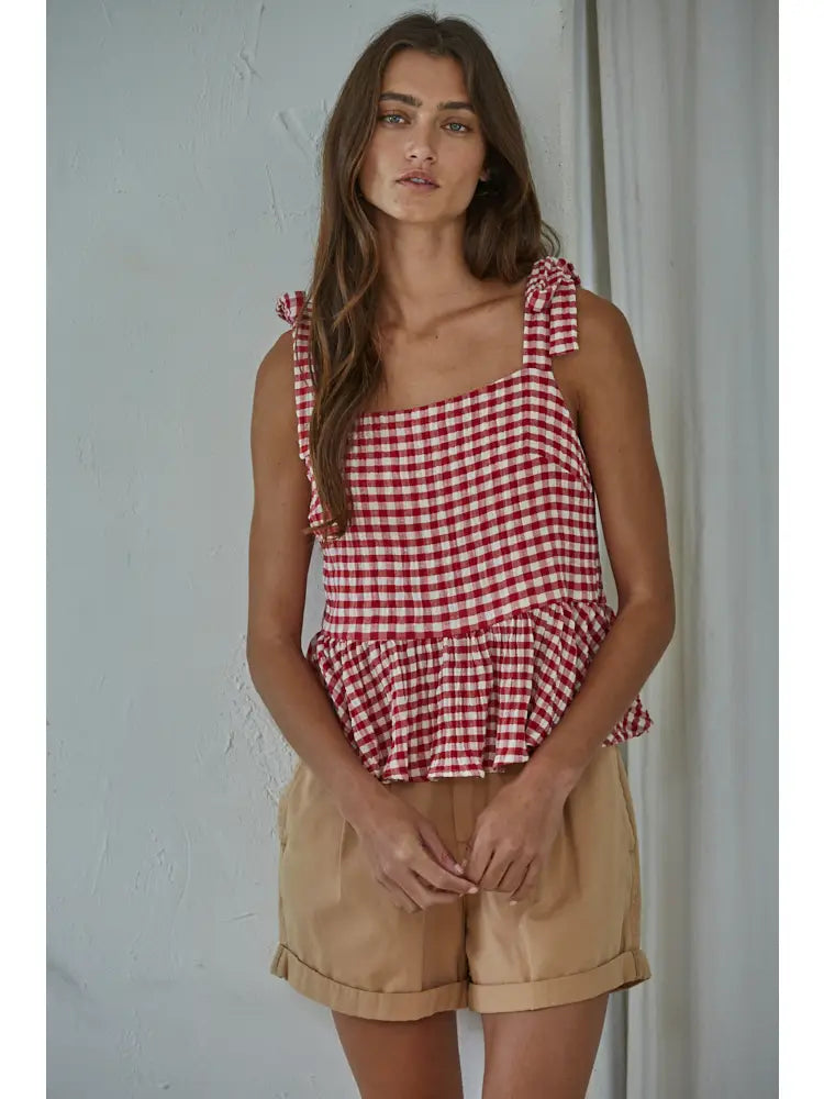 Diana Gingham Peplum Top