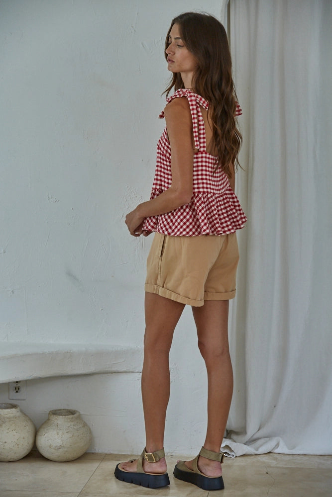 Diana Gingham Peplum Top