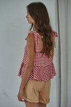 Diana Gingham Peplum Top