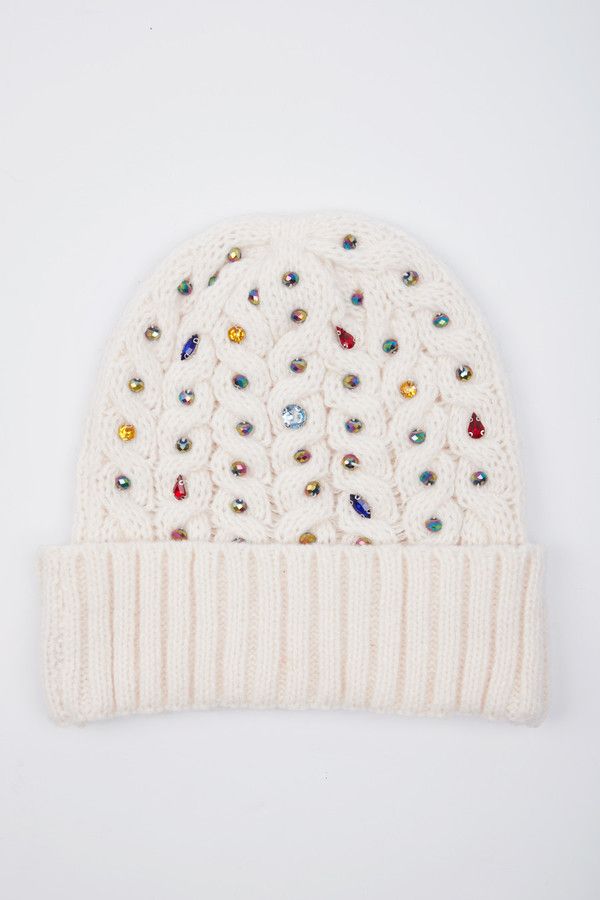 Crystal Cable Knit Beanie